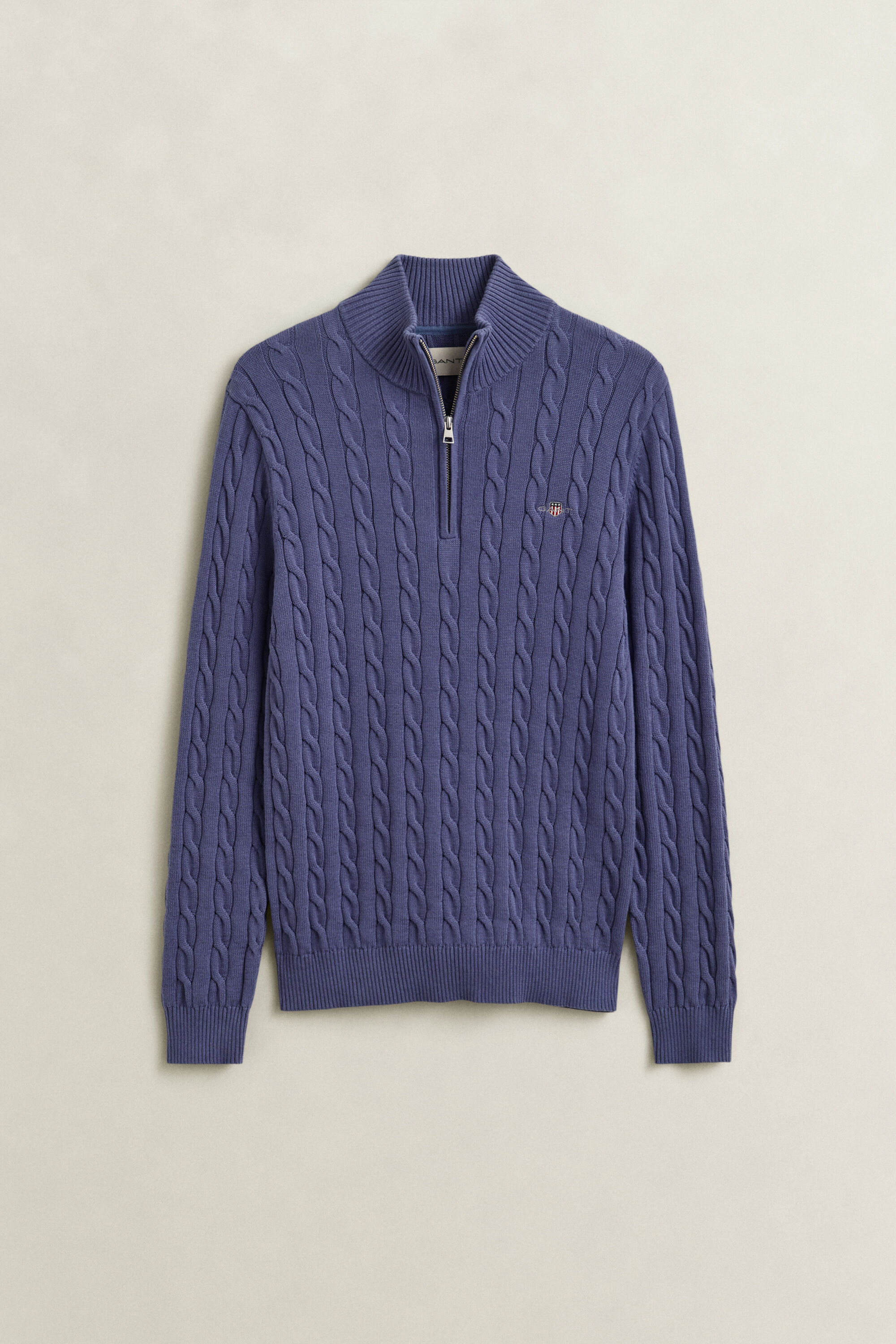Pull à demi-zip en maille de coton torsadée