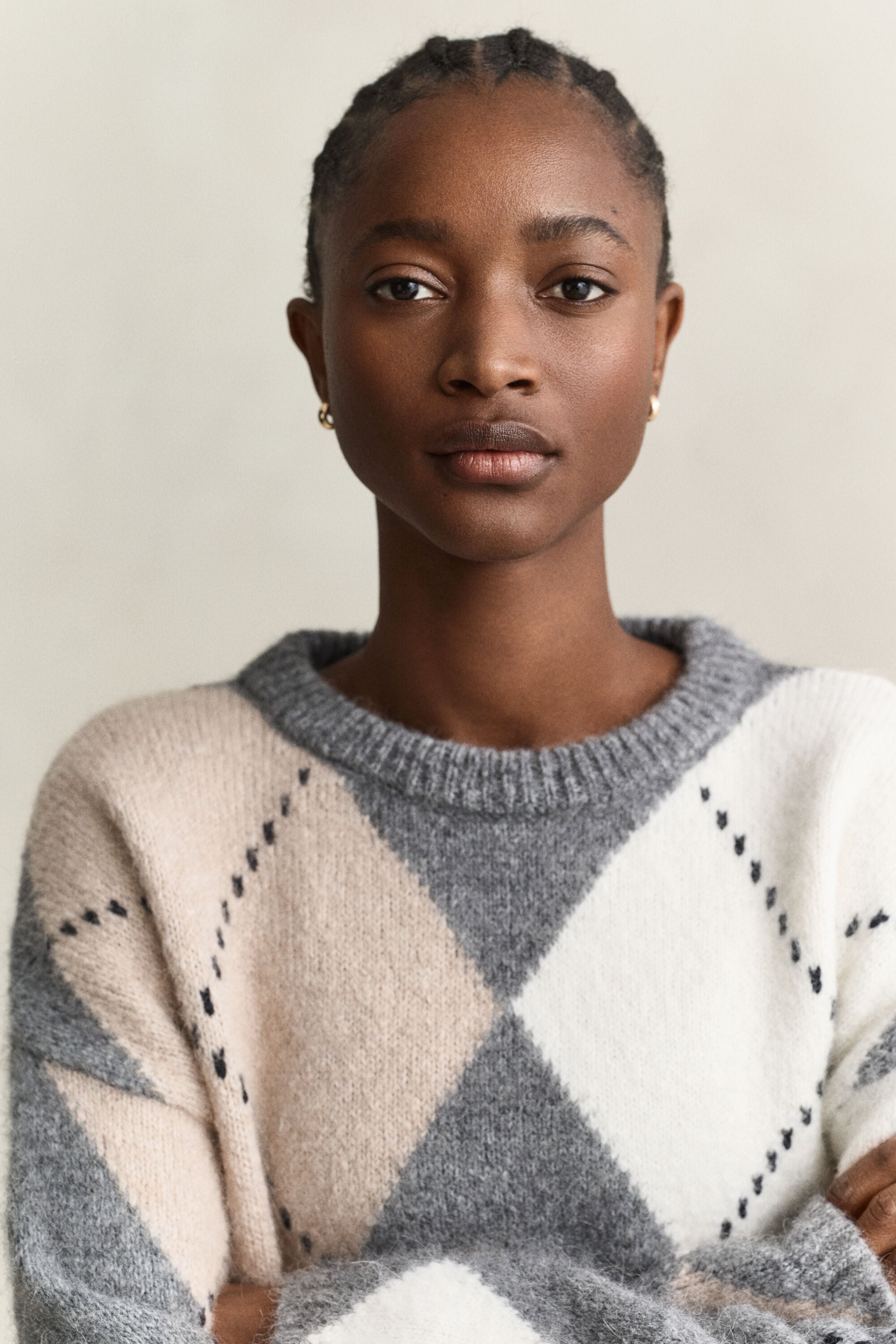 Pull en laine d’alpaga mélangée à motif argyle