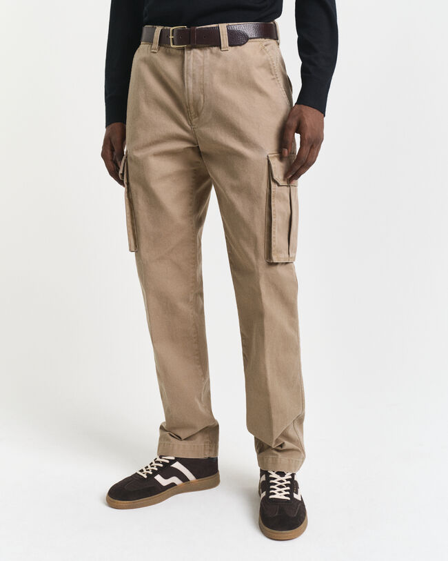 Pantalon cargo coupe regular en sergé de coton