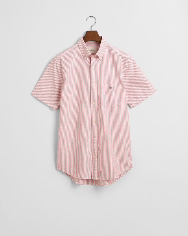 Chemise regular fit classique en coton Oxford rayé à manches courtes