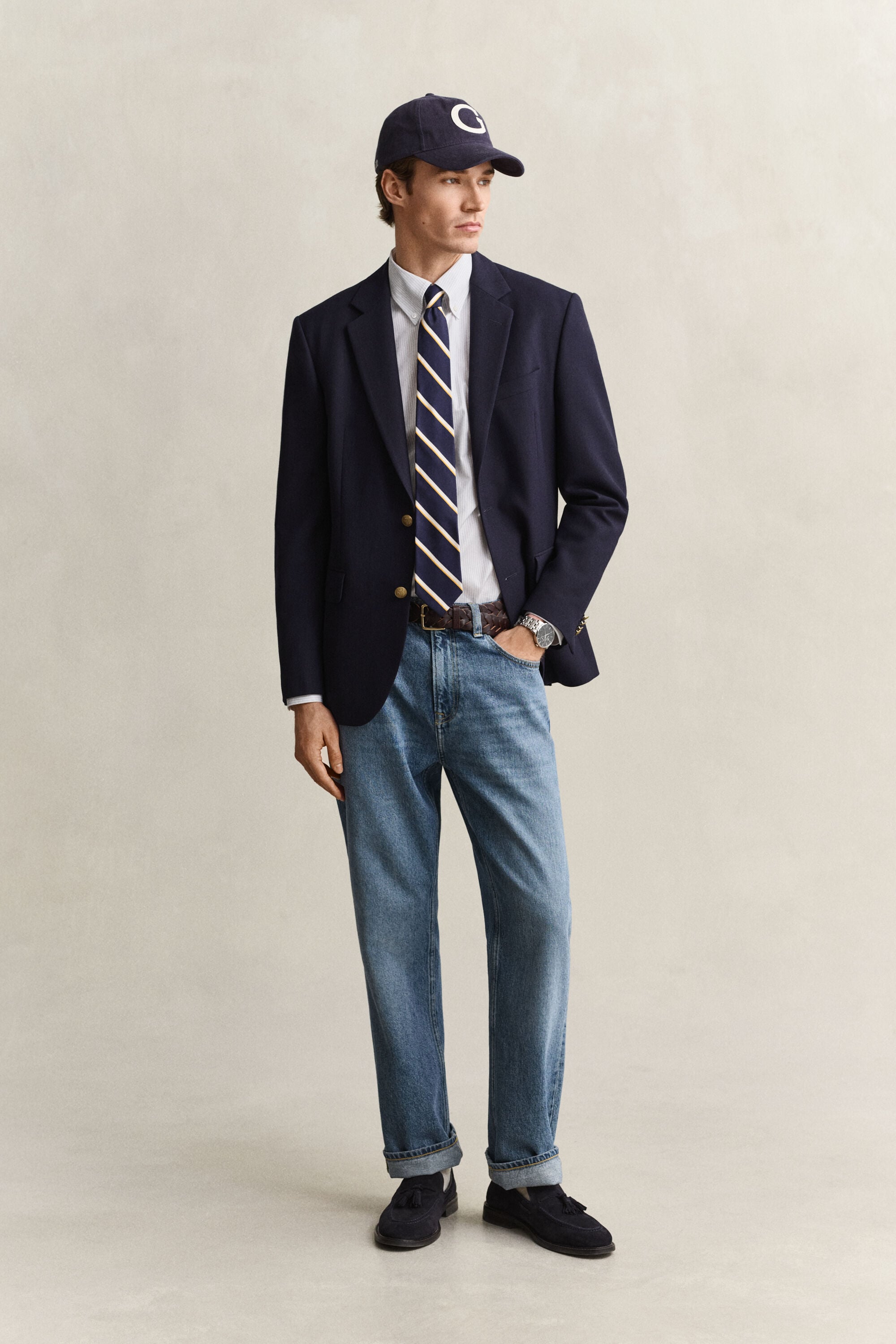 Chemise habillée en sergé à rayures