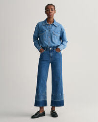 Jean court &agrave; jambes larges