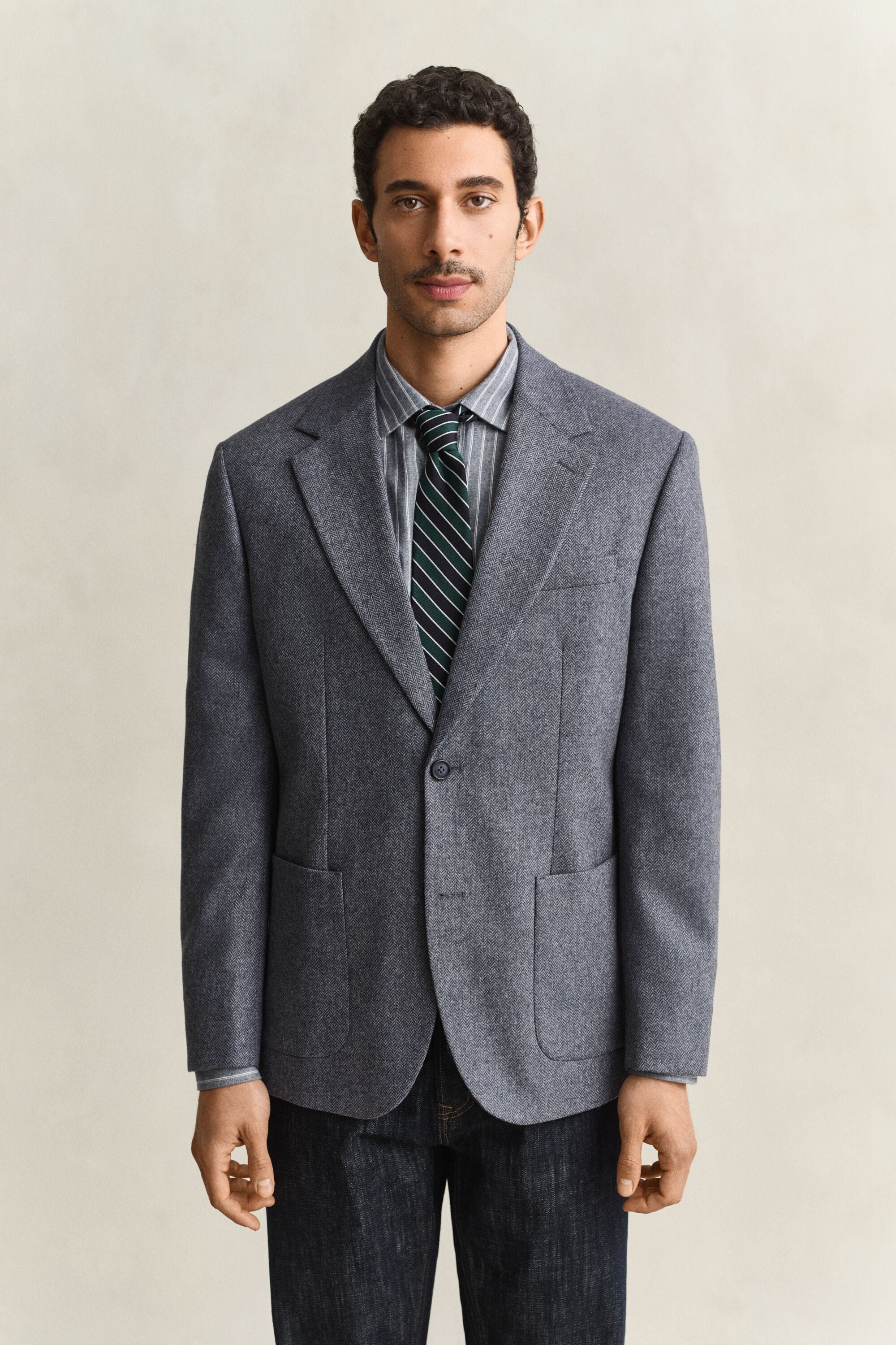 Veste de costume en laine à chevrons