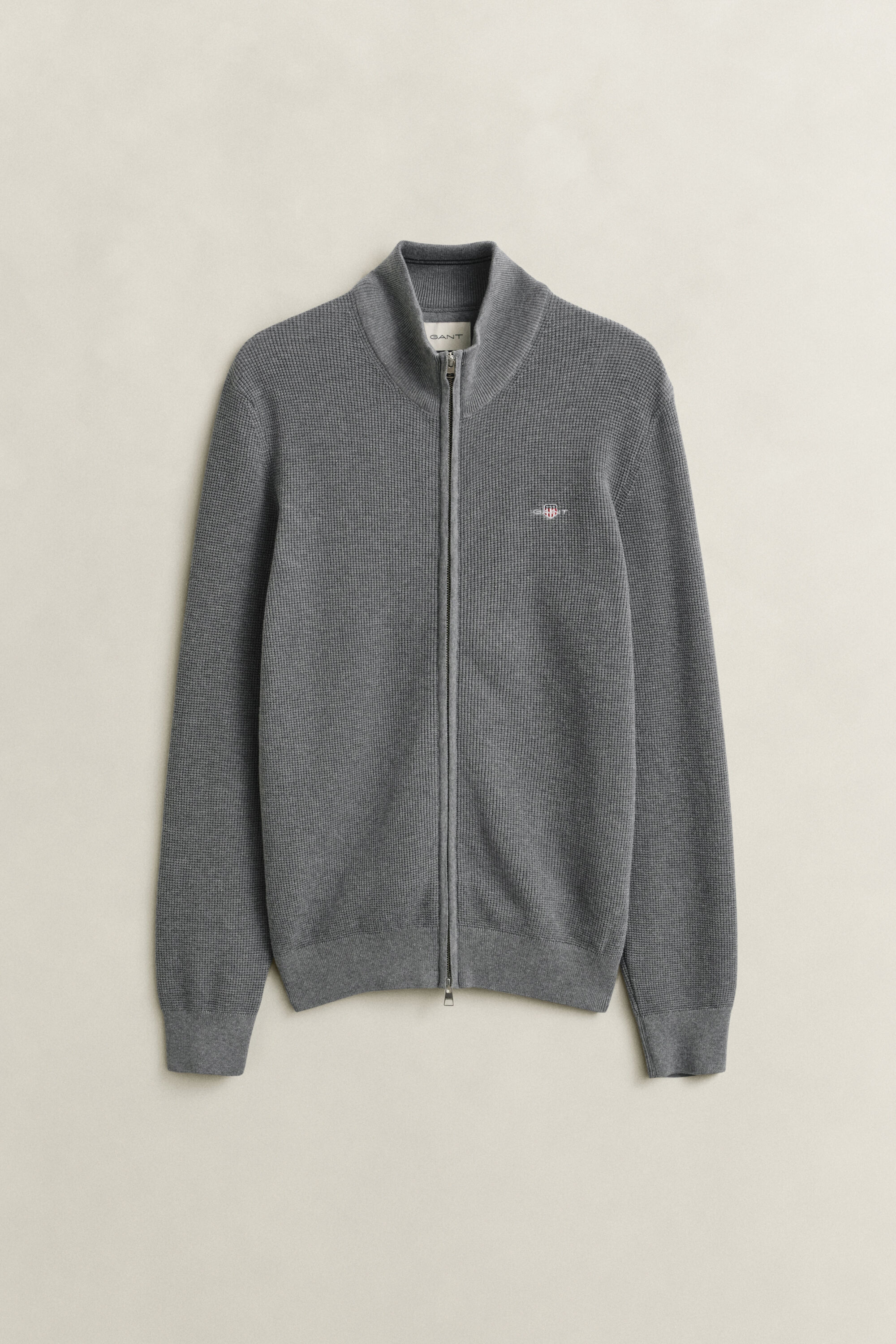 Cardigan zippé en coton texturé