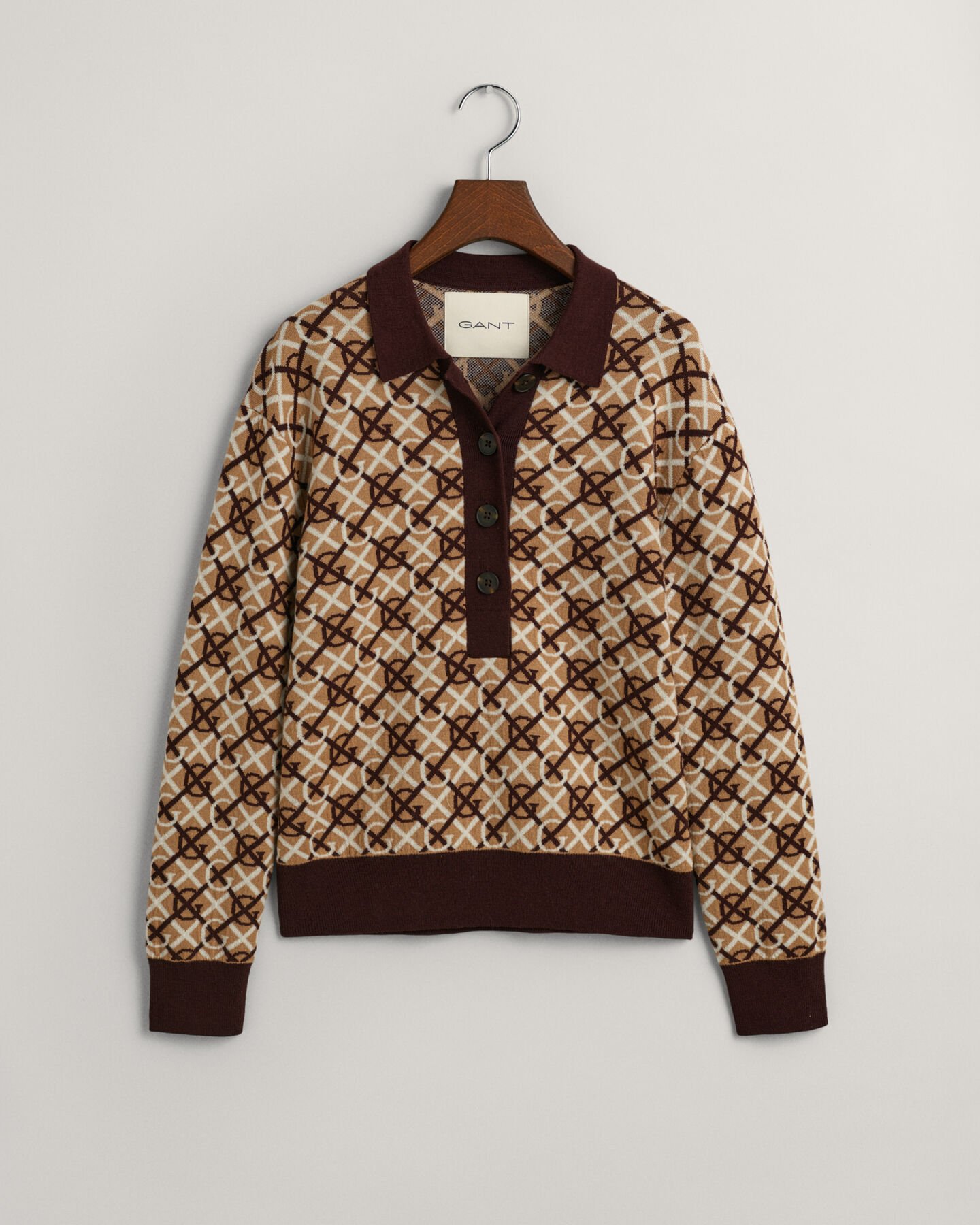 Pull fa&ccedil;on polo en maille G Patterned Jacquard