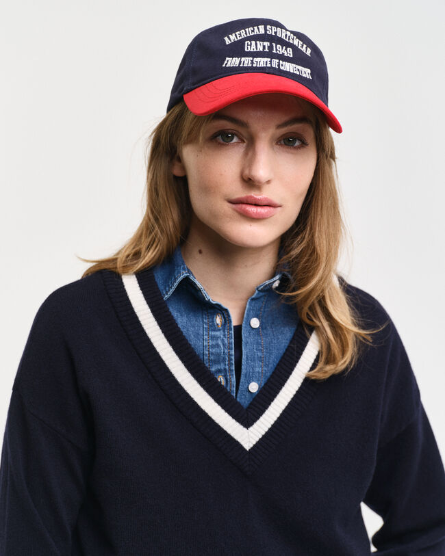 Pull col V contrastant en laine d'agneau ultrafine