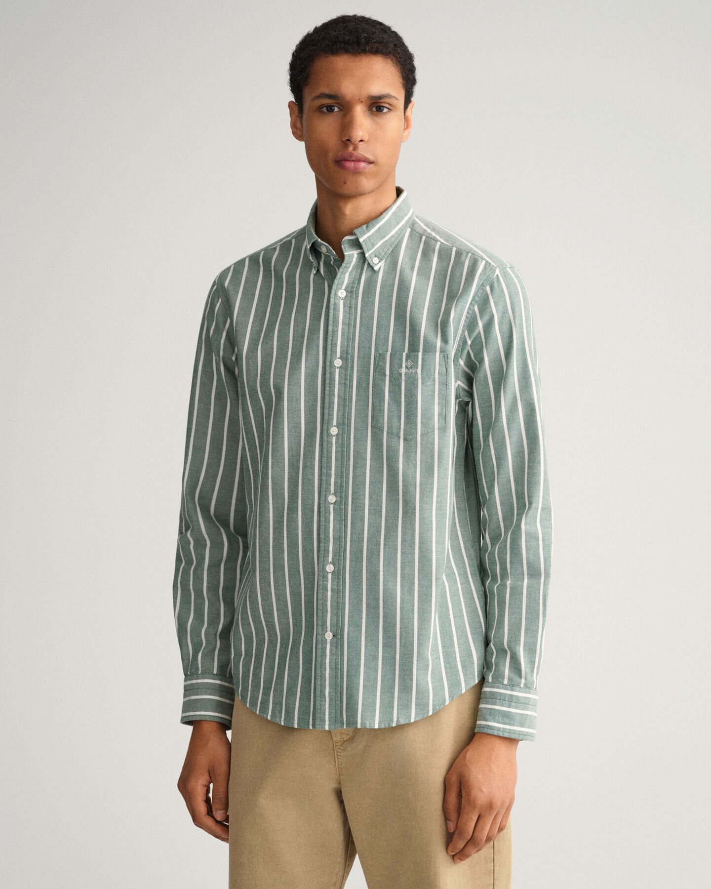 Chemise regular fit en coton Oxford &agrave; larges rayures