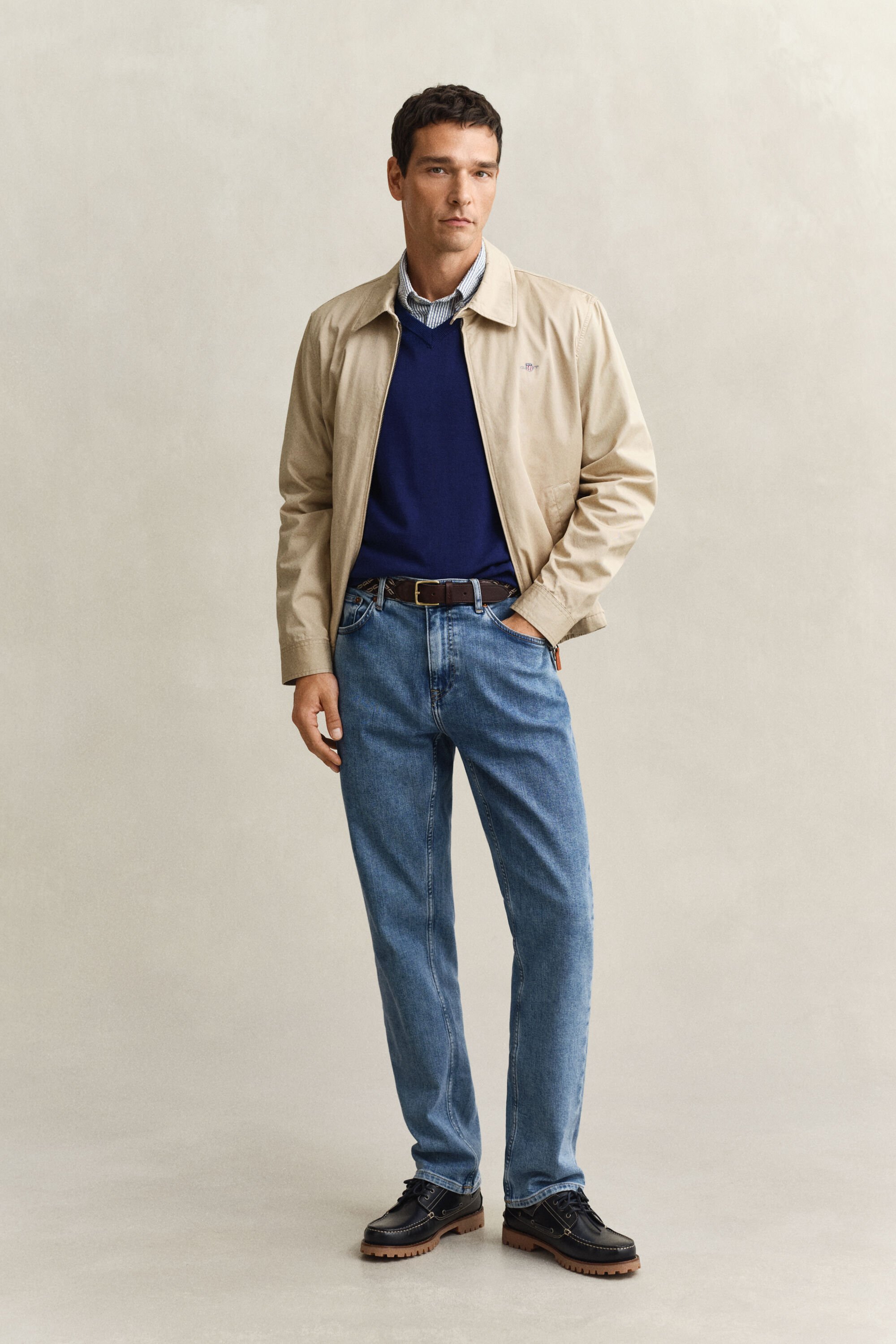 Pull col V en coton classique