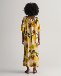 Robe froncée avec imprimé à tournesols