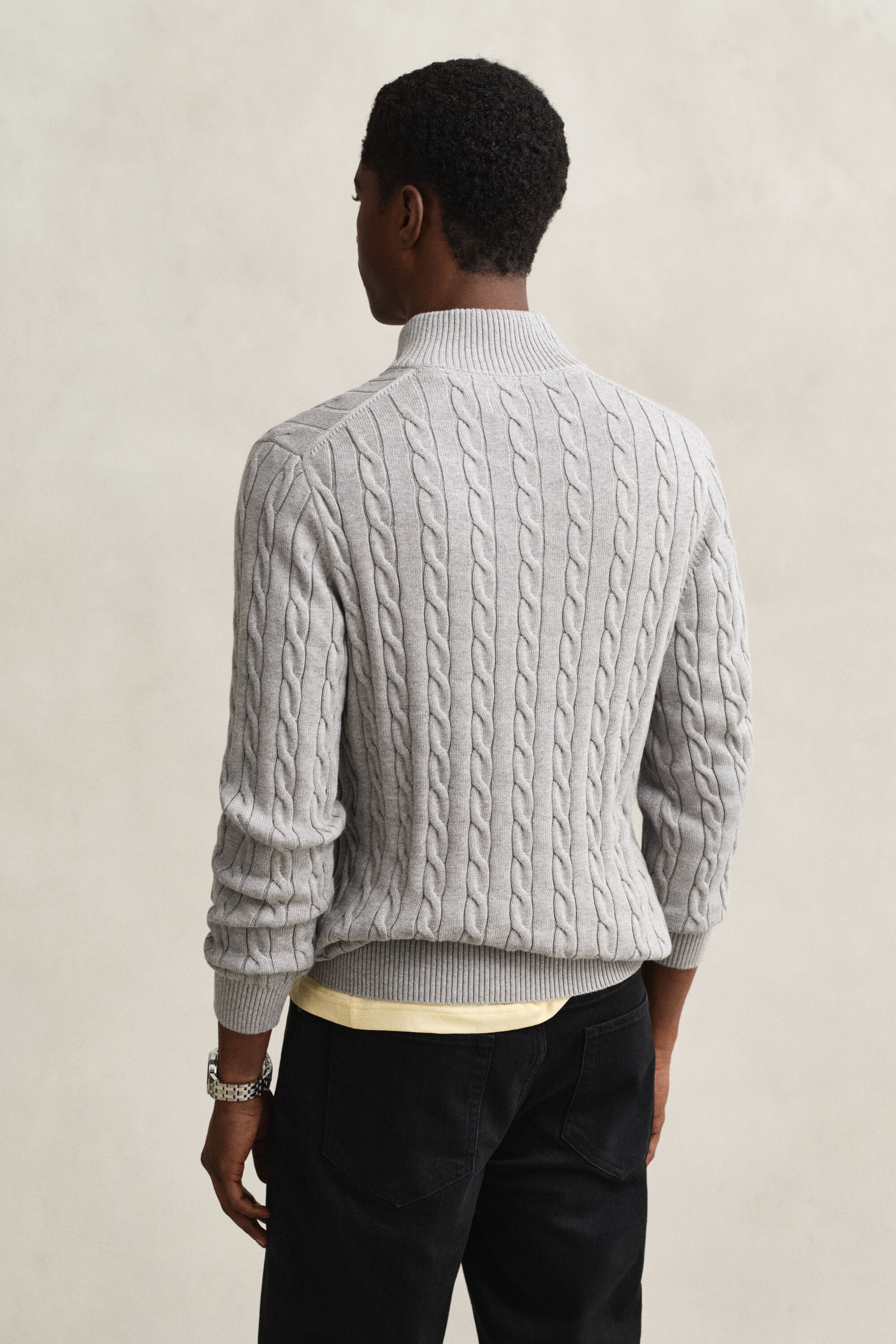 Pull à demi-zip en maille de coton torsadée
