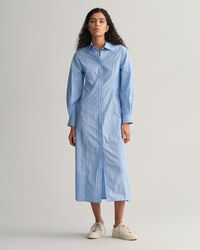 Robe-chemise longueur midi &agrave; rayures