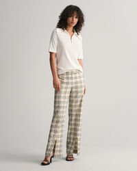 Pantalon taille basse &agrave; carreaux avec jambes droites