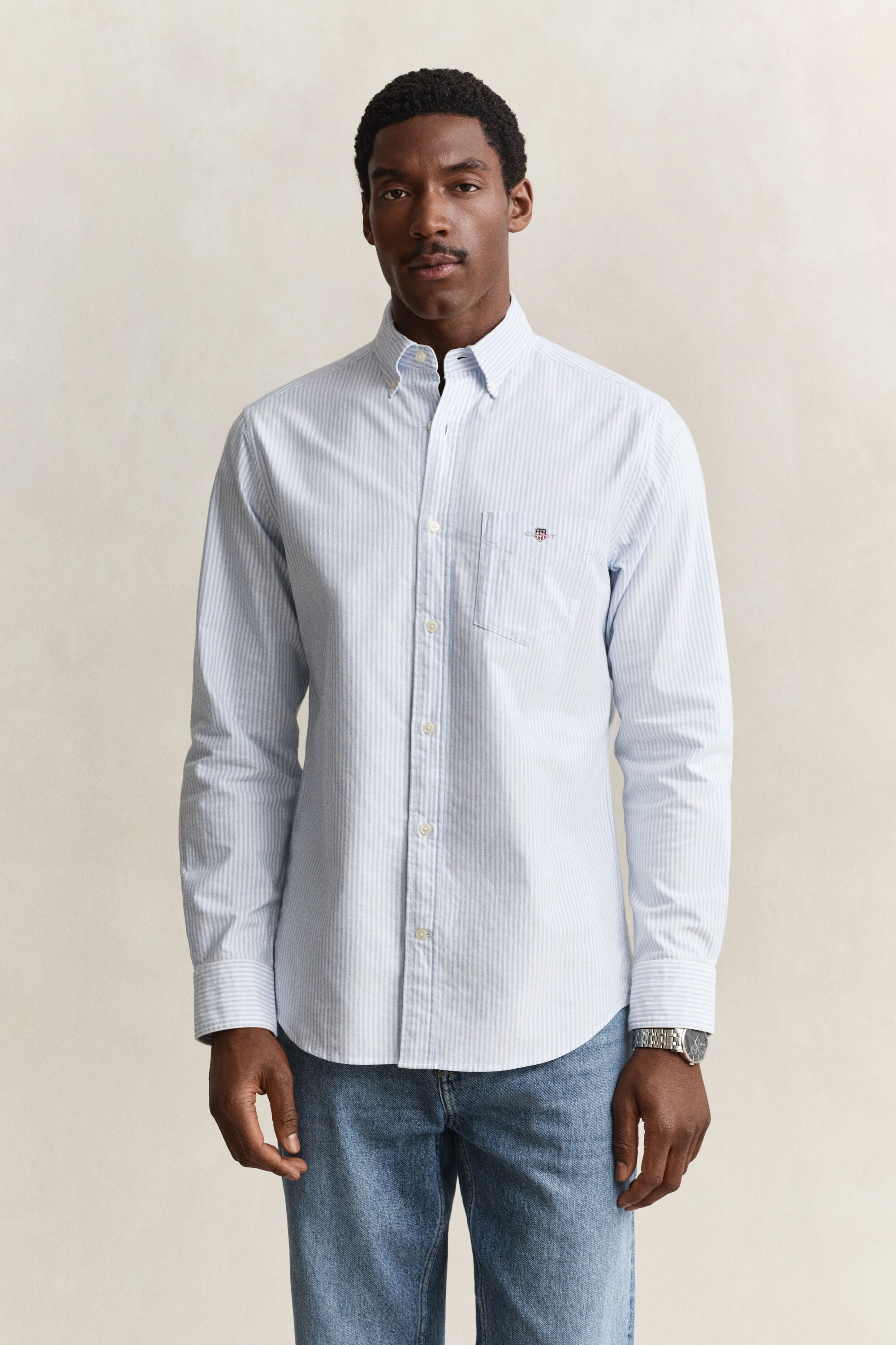 Chemise en coton Oxford regular classique à rayures