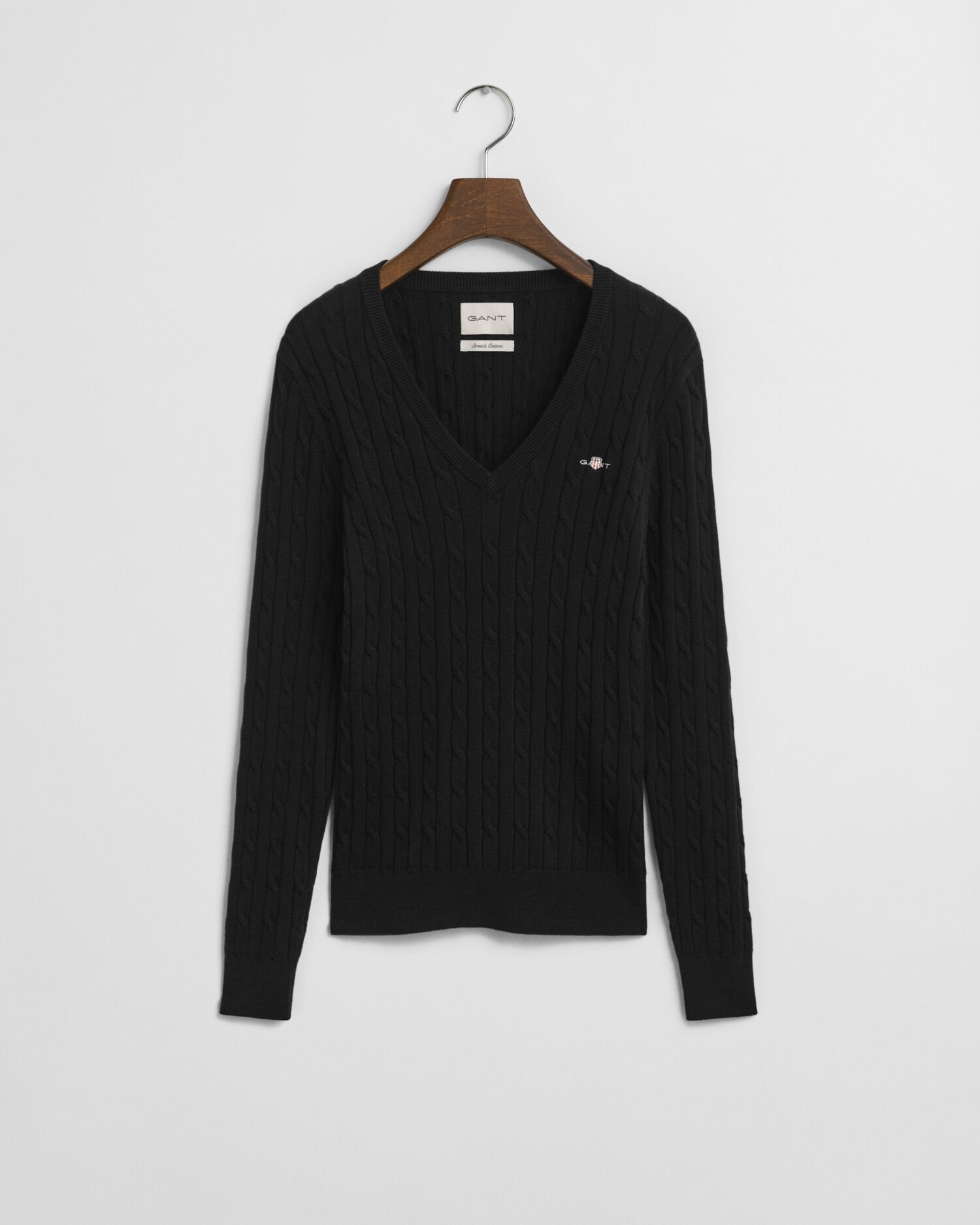 Pull col V en maille torsadée