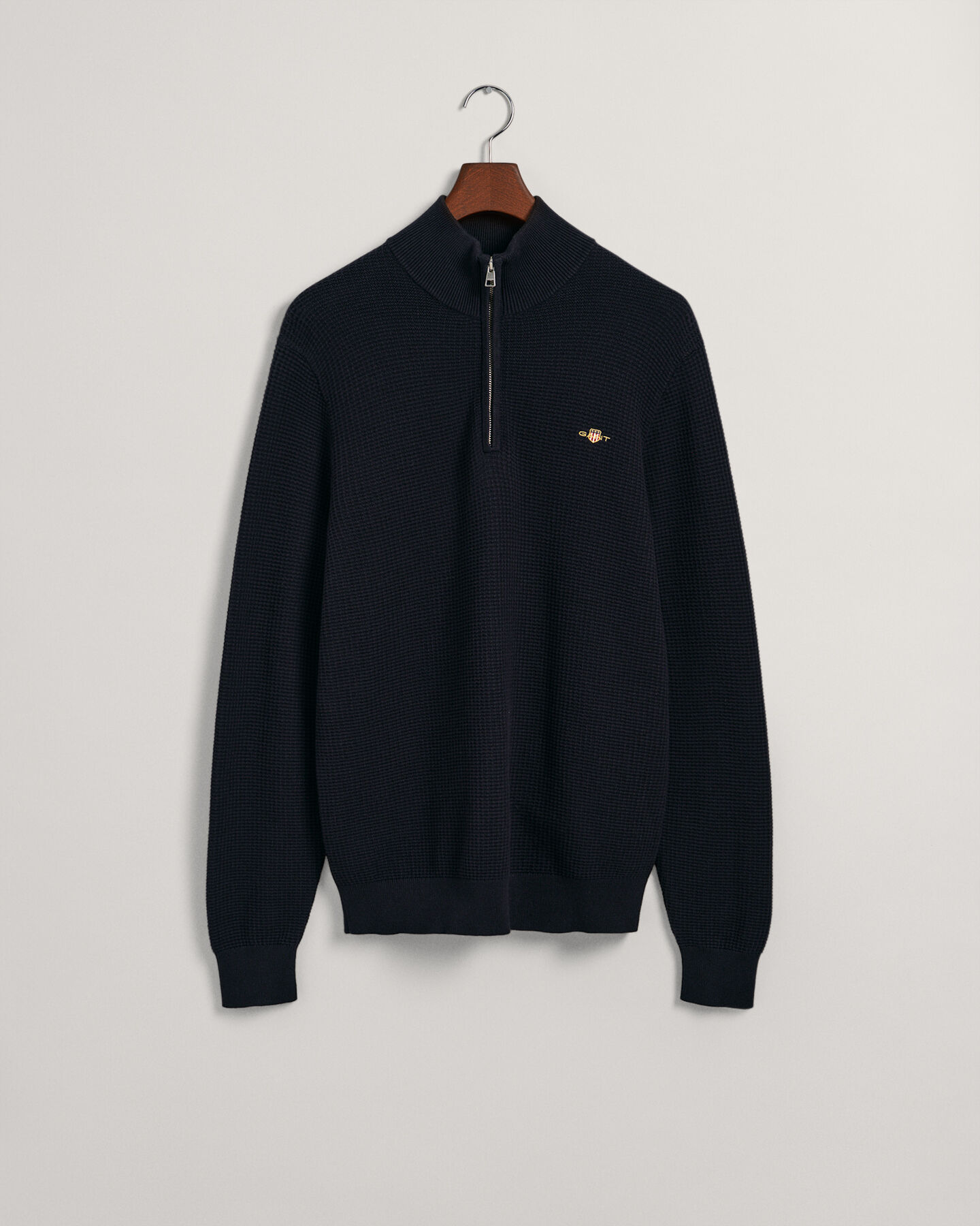 Pull à demi-zip en coton Textured