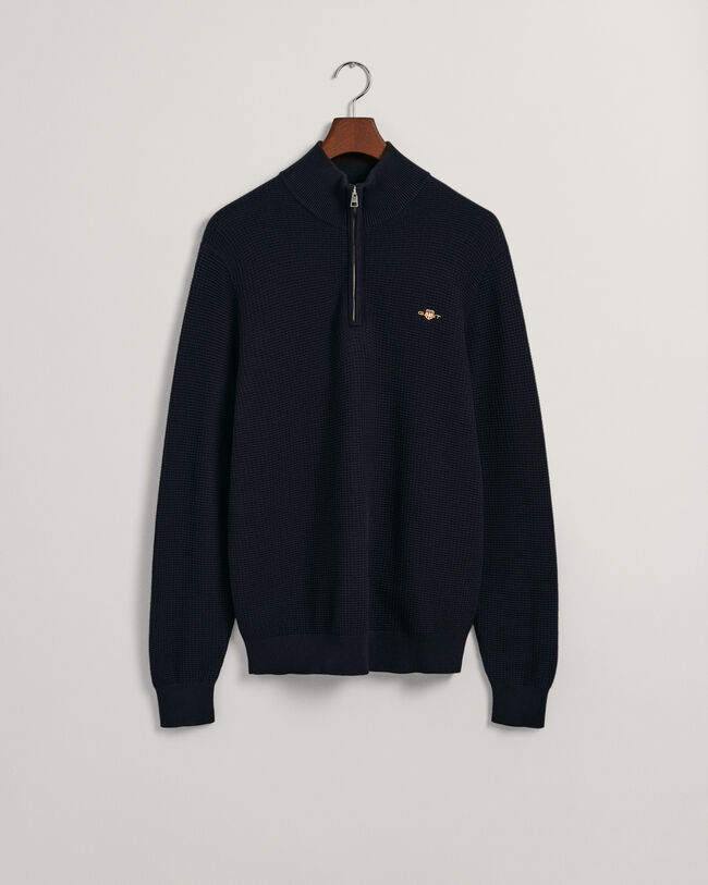 Pull à demi-zip en coton Textured