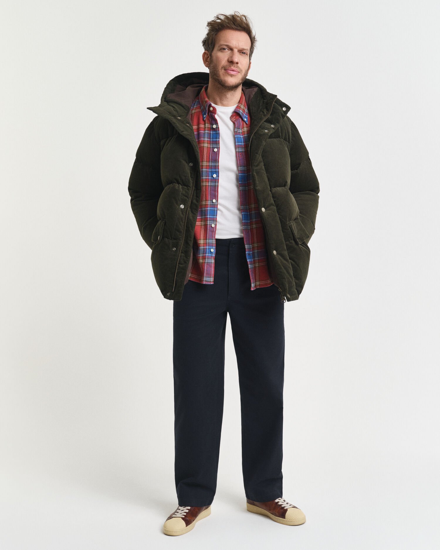 Chemise coupe décontractée en sergé à carreaux