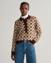 Pull fa&ccedil;on polo en maille G Patterned Jacquard