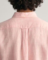 Chemise regular fit en lin à rayures et manches courtes