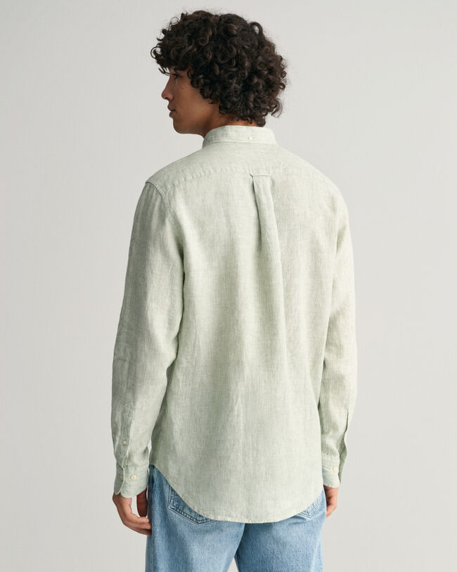 Chemise regular fit en lin &agrave; rayures