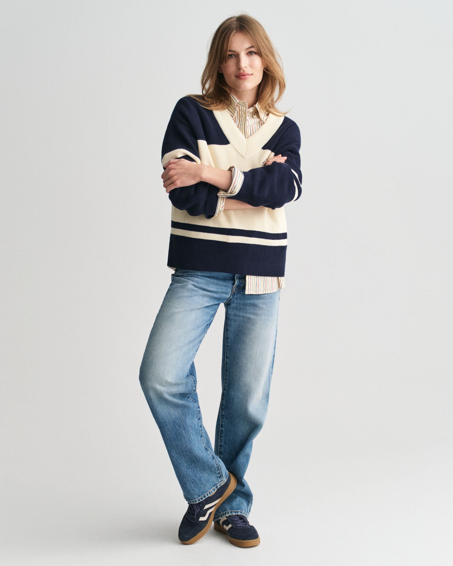 Pull col V en coton GANT Varsity