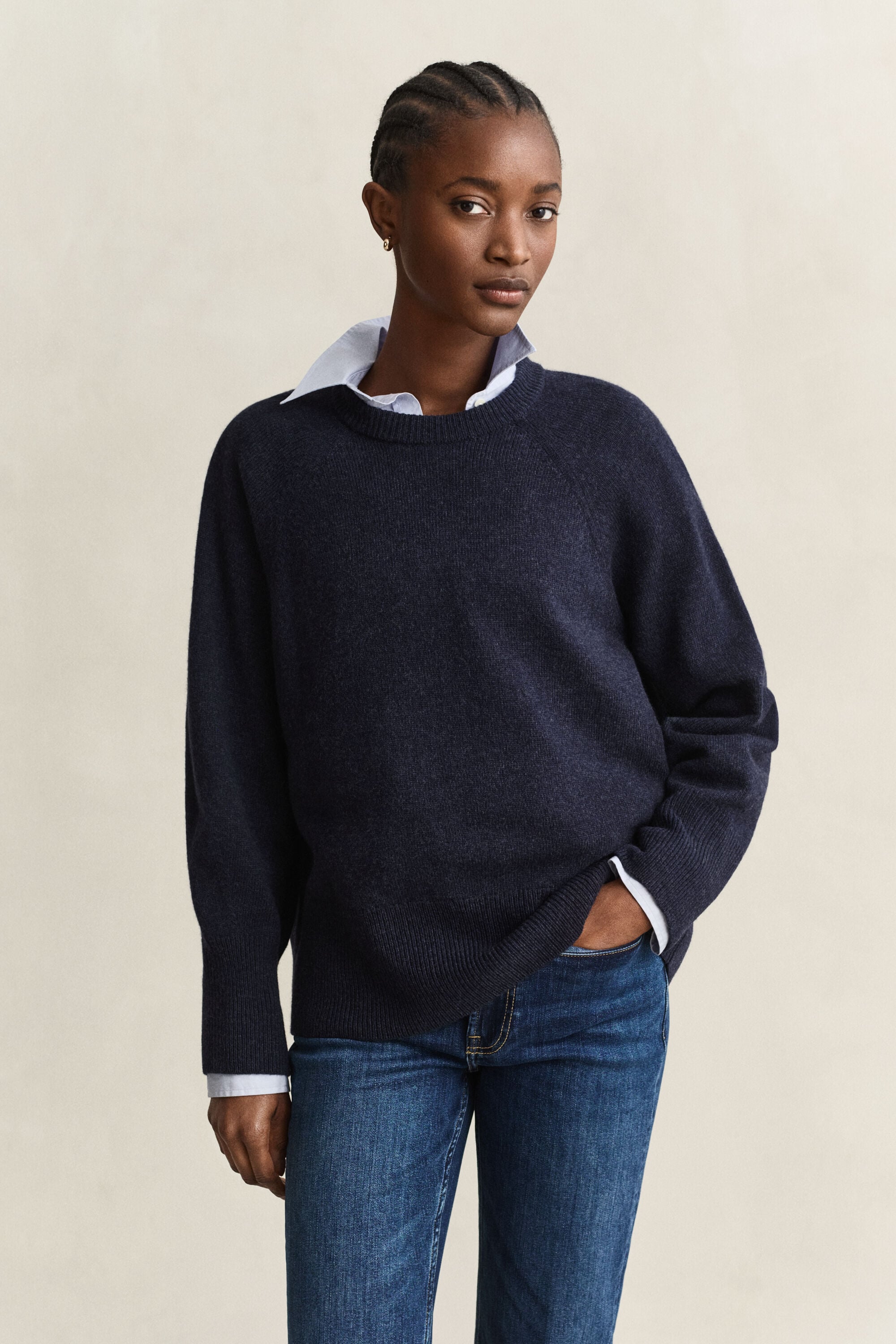 Pull col rond en laine et cachemire