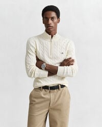 Pull à demi-zip en maille de coton torsadée