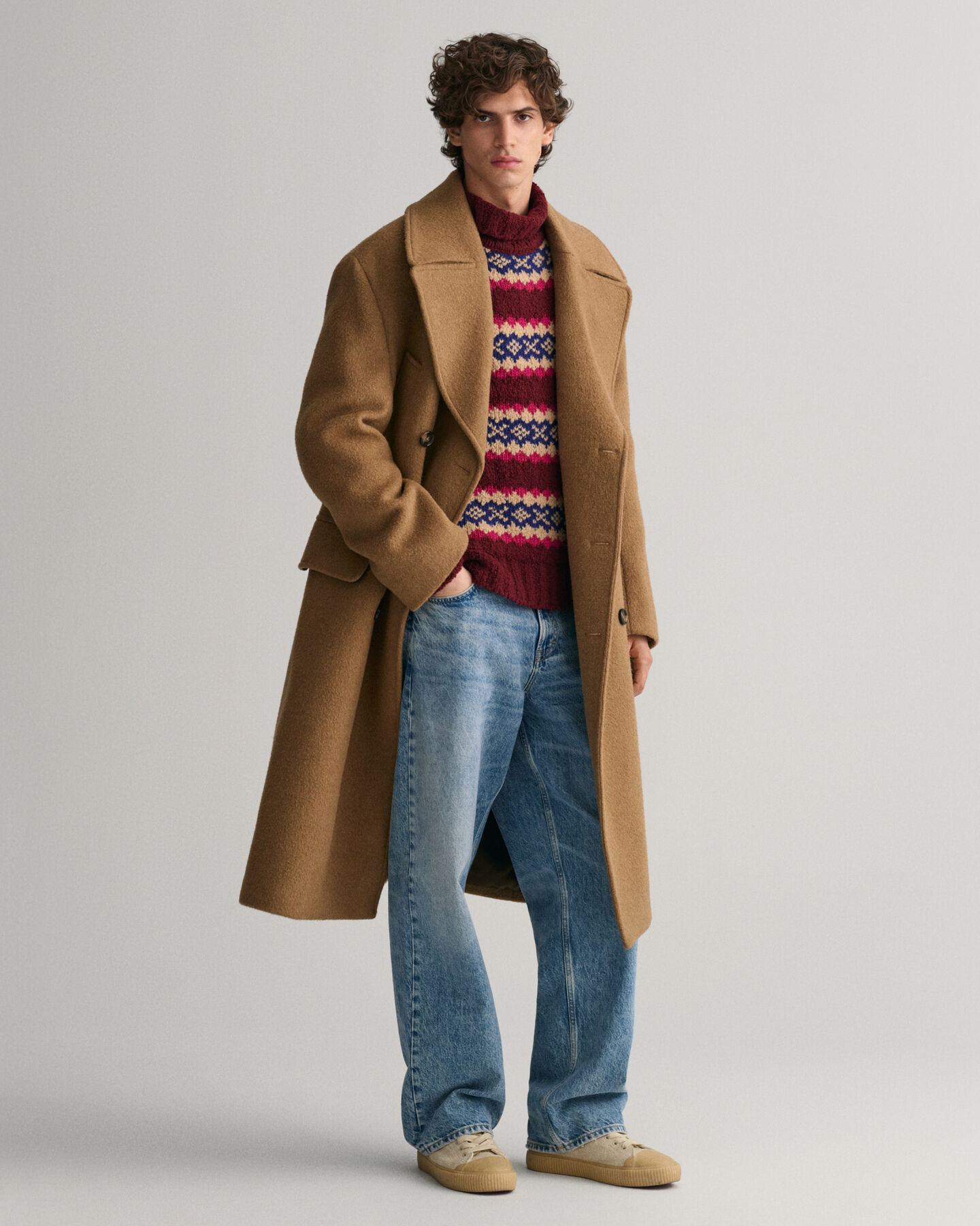 Pull à col cheminée et motif Fair Isle