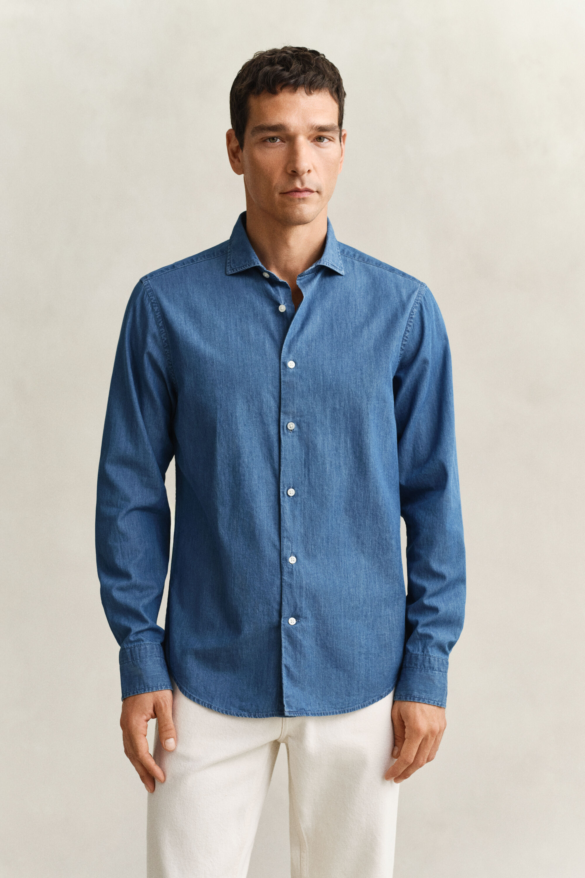 Chemise en sergé indigo