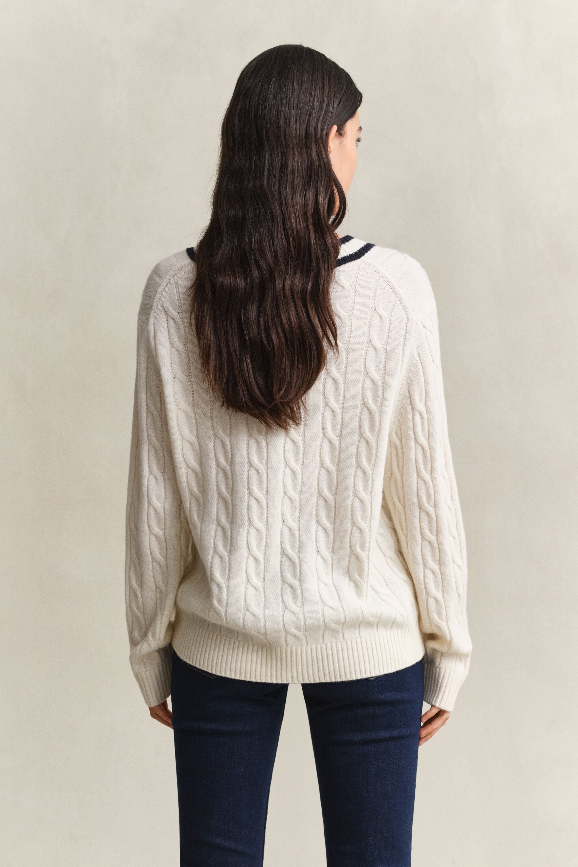 Pull en maille de laine mérinos à torsades