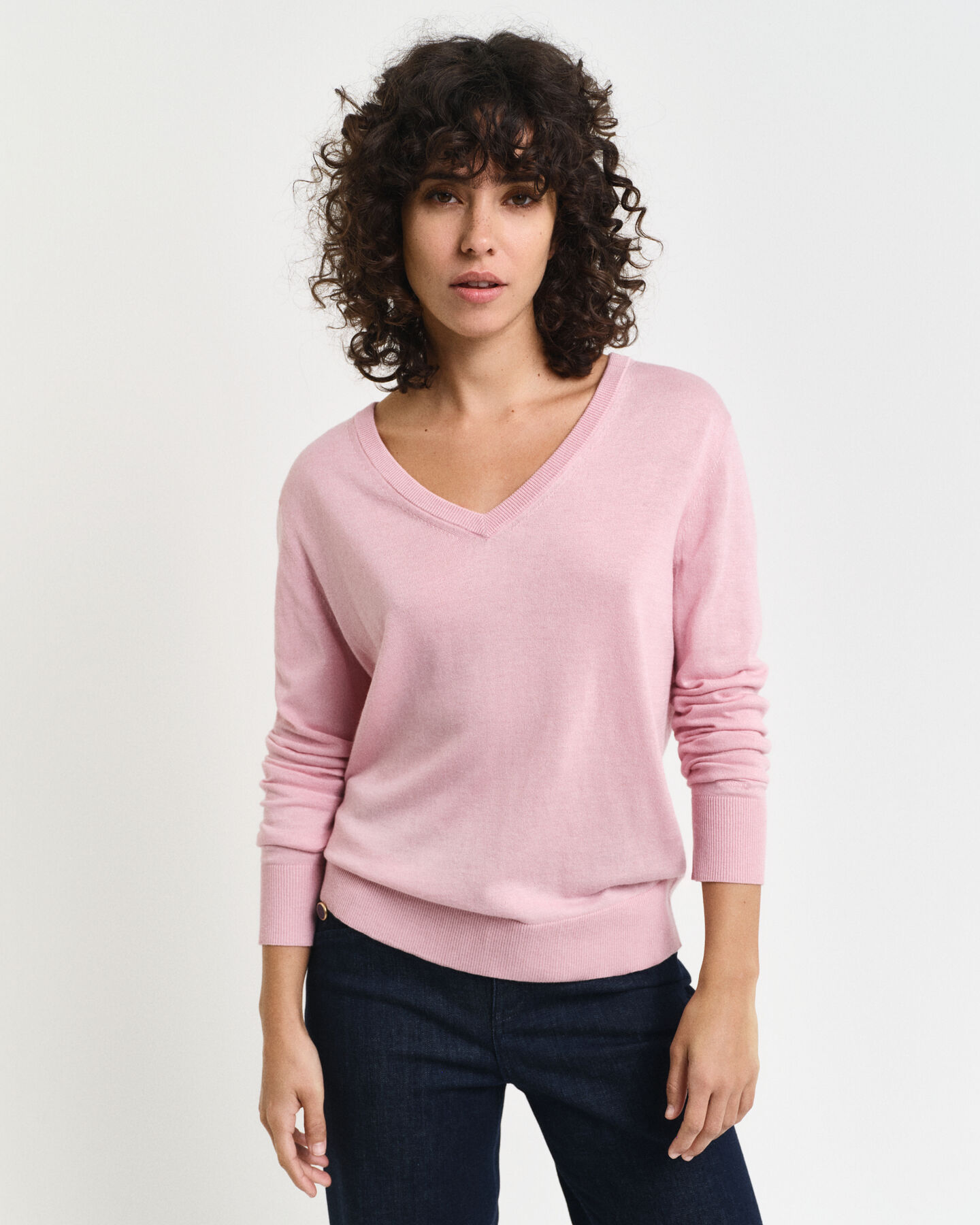 Pull col V en maille fine