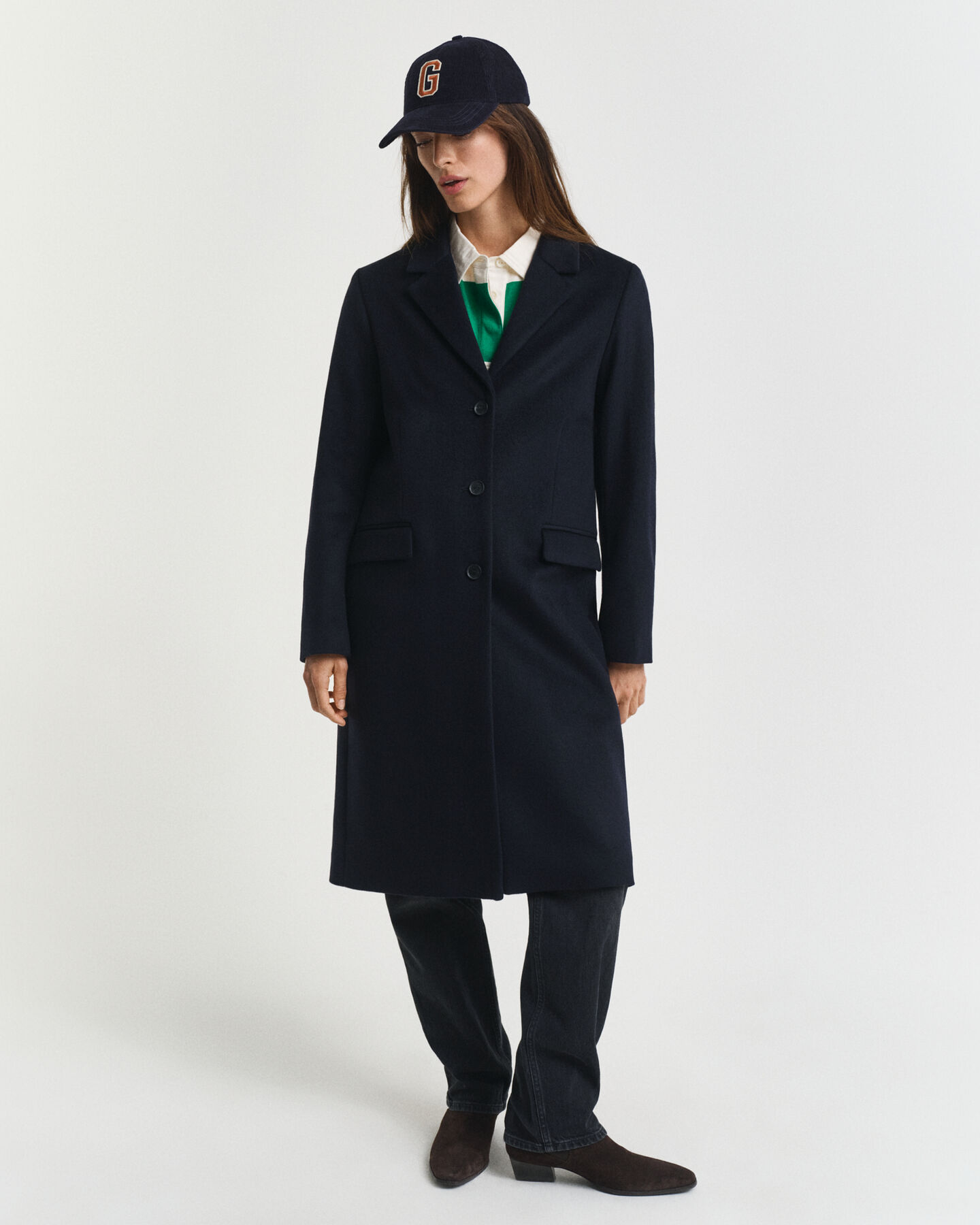 Manteau ajusté classique en laine mélangée