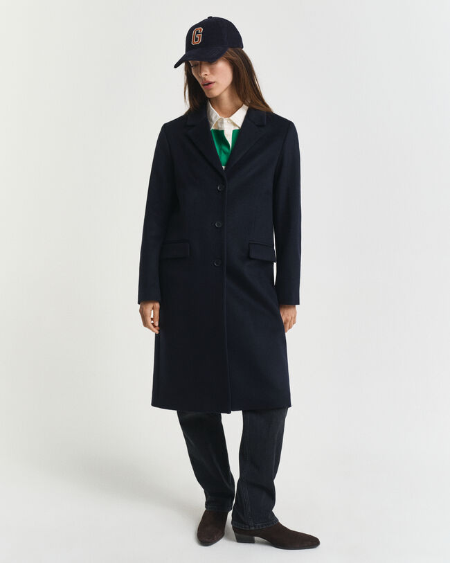 Manteau ajusté classique en laine mélangée