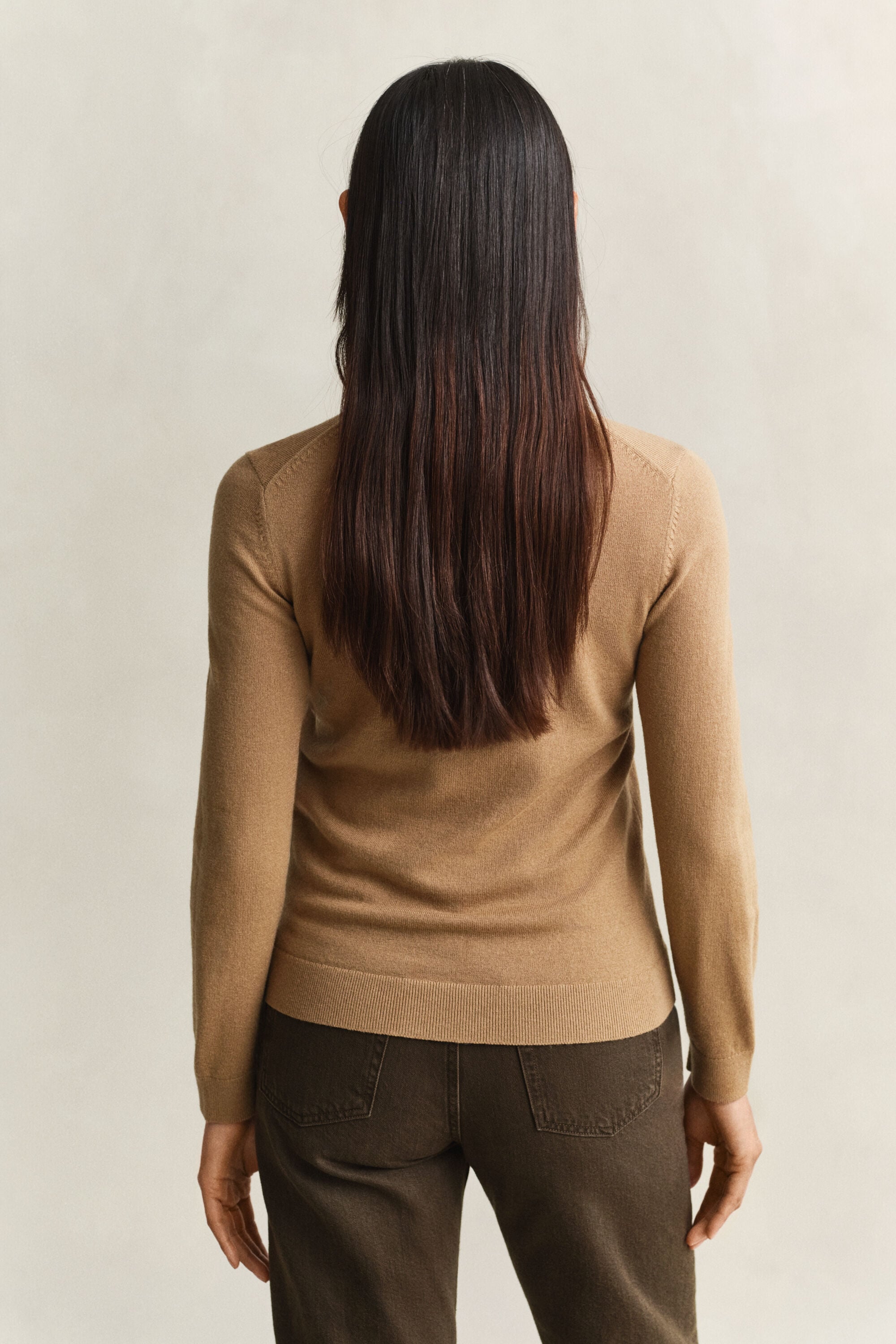 Pull col rond en laine et coton