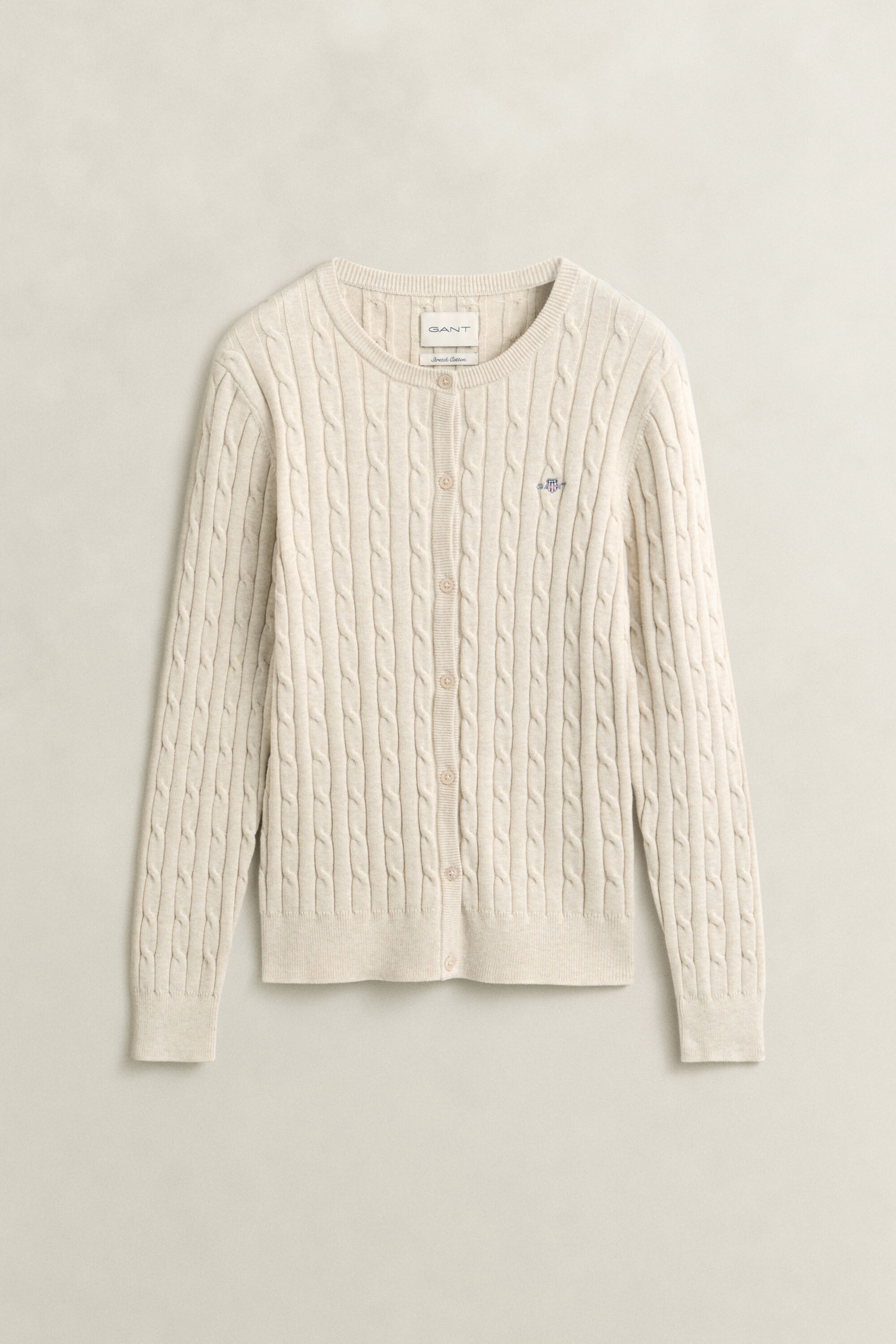Cardigan en maille de coton stretch à torsades