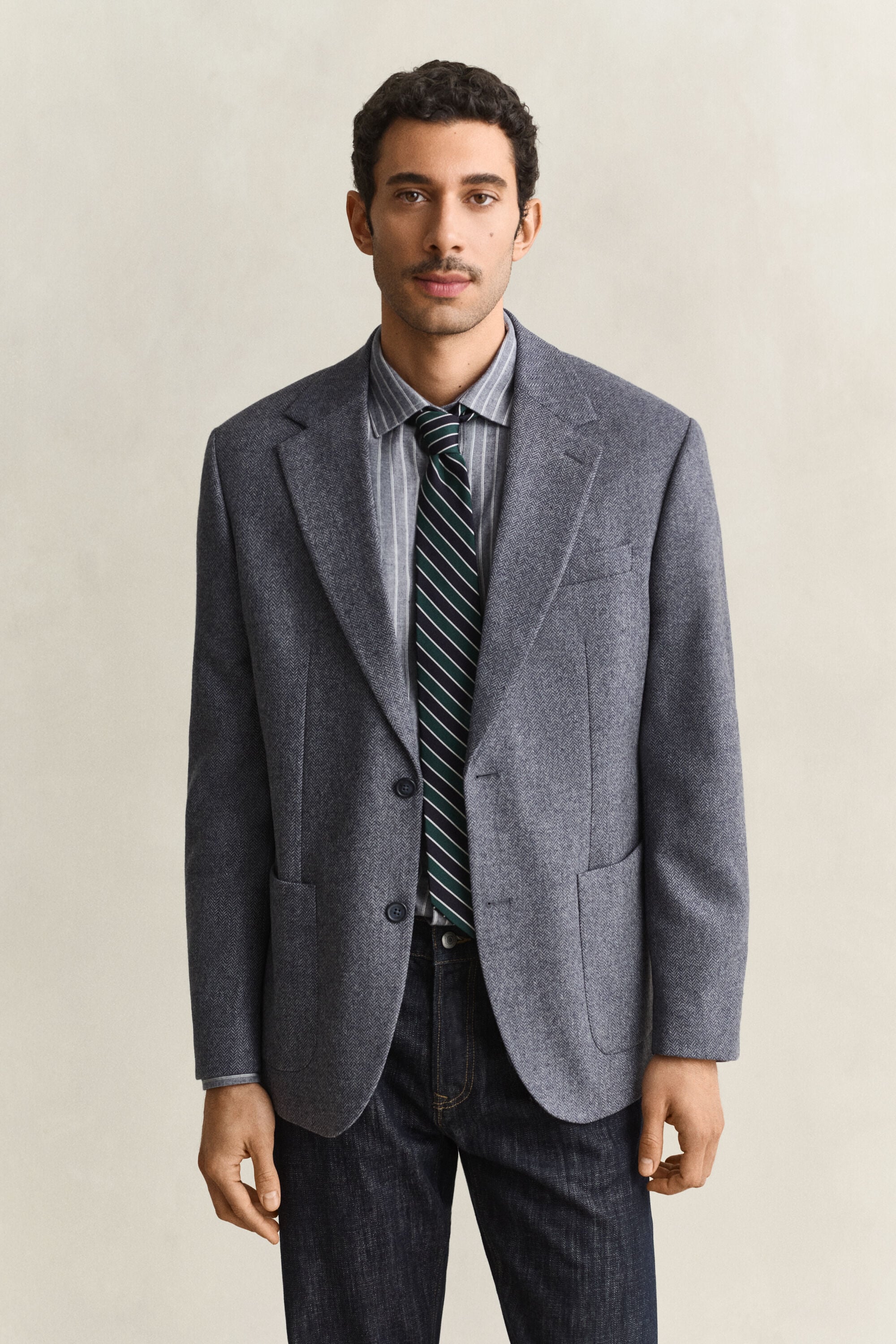 Veste de costume en laine à chevrons