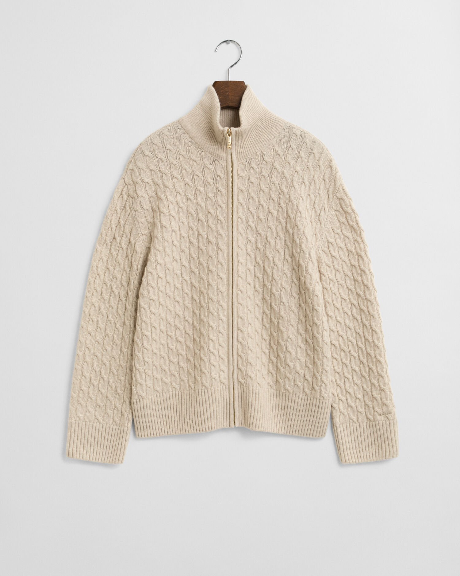 Cardigan zippé en maille torsadée