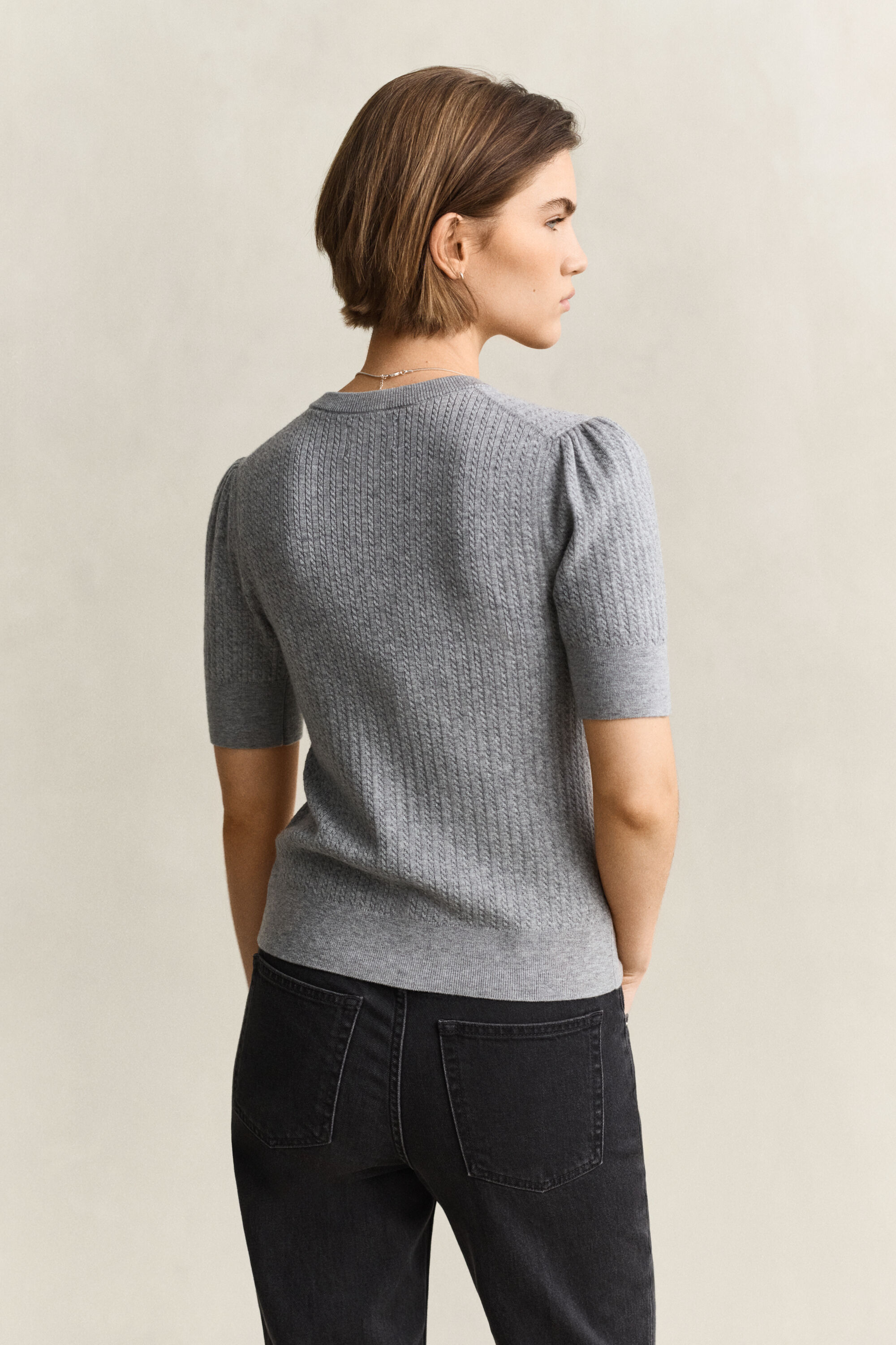 Cardigan à manches courtes en maille torsadée