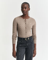 Cardigan en maille de coton stretch à torsades