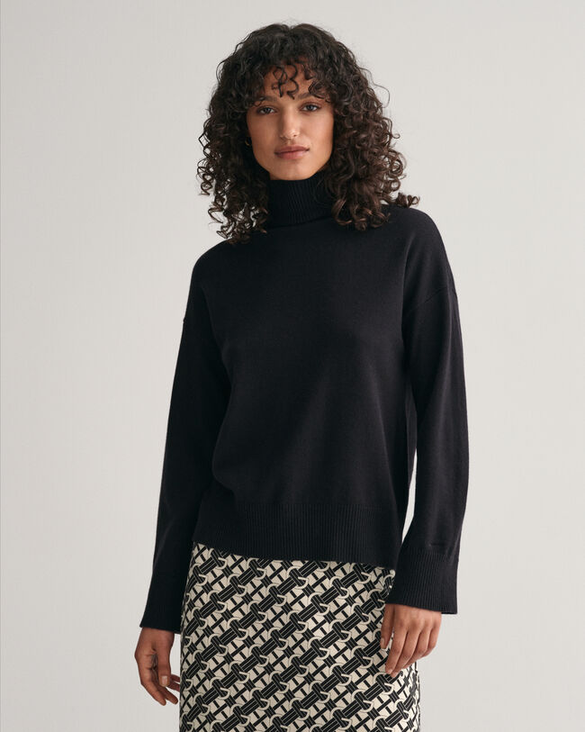 Pull en laine d'agneau ultrafine &agrave; col droit