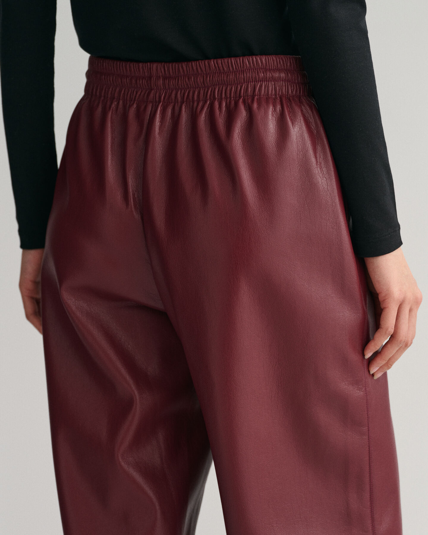 Pantalon relaxed fit en similicuir Pull-On