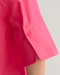 Chemise relaxed fit en coton et soie &agrave; manches courtes