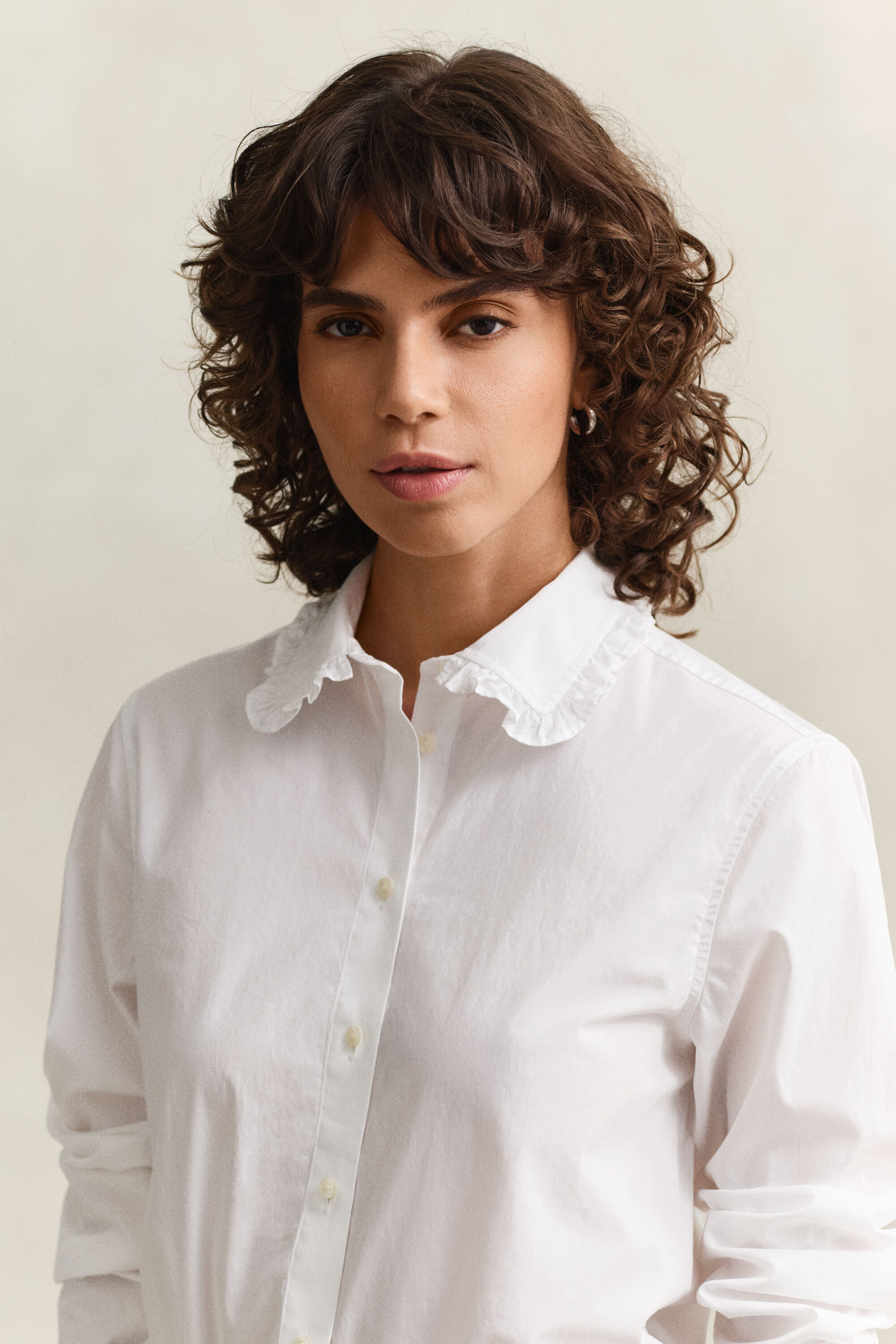 Chemise à volants en coton