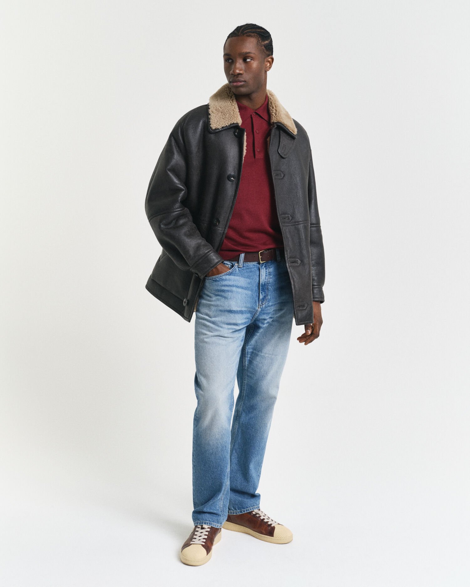 Pull façon polo en laine mérinos extrafine