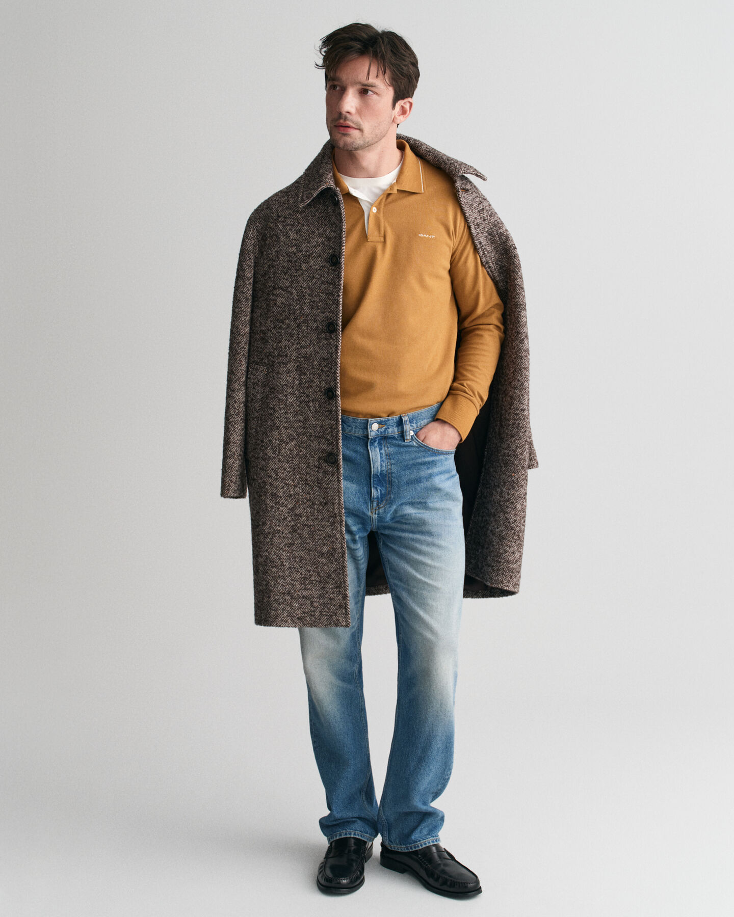 Polo à manches longues avec col texturé