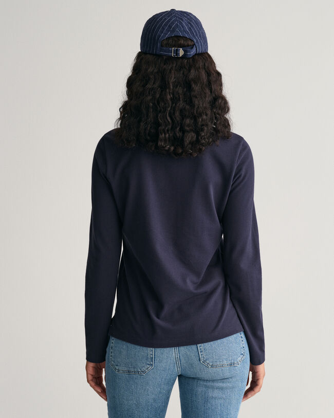 Polo en coton piqué à manches longues Shield