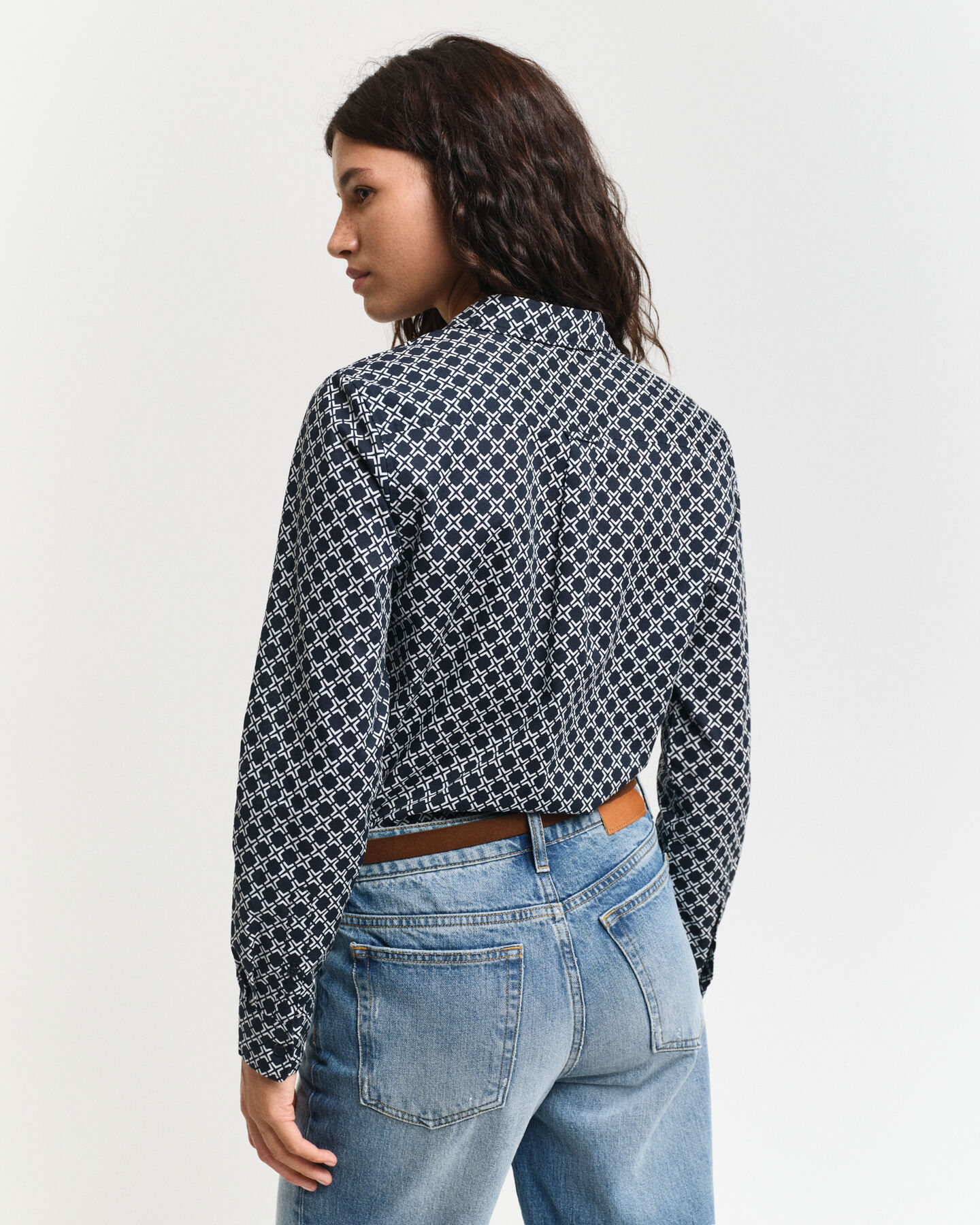 Chemise regular fit en voile de coton Geometric