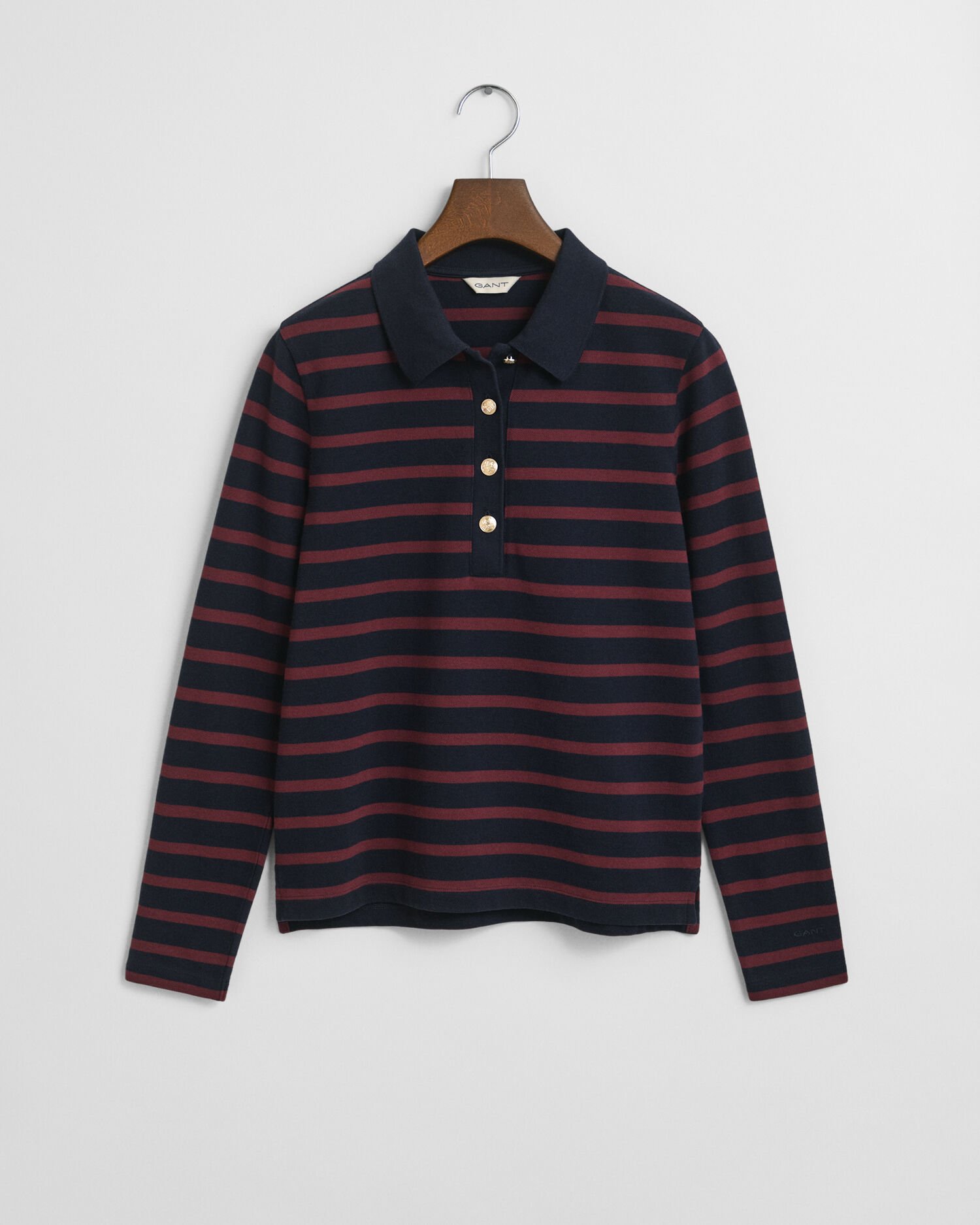 Polo en coton piqué à manches longues Breton Striped