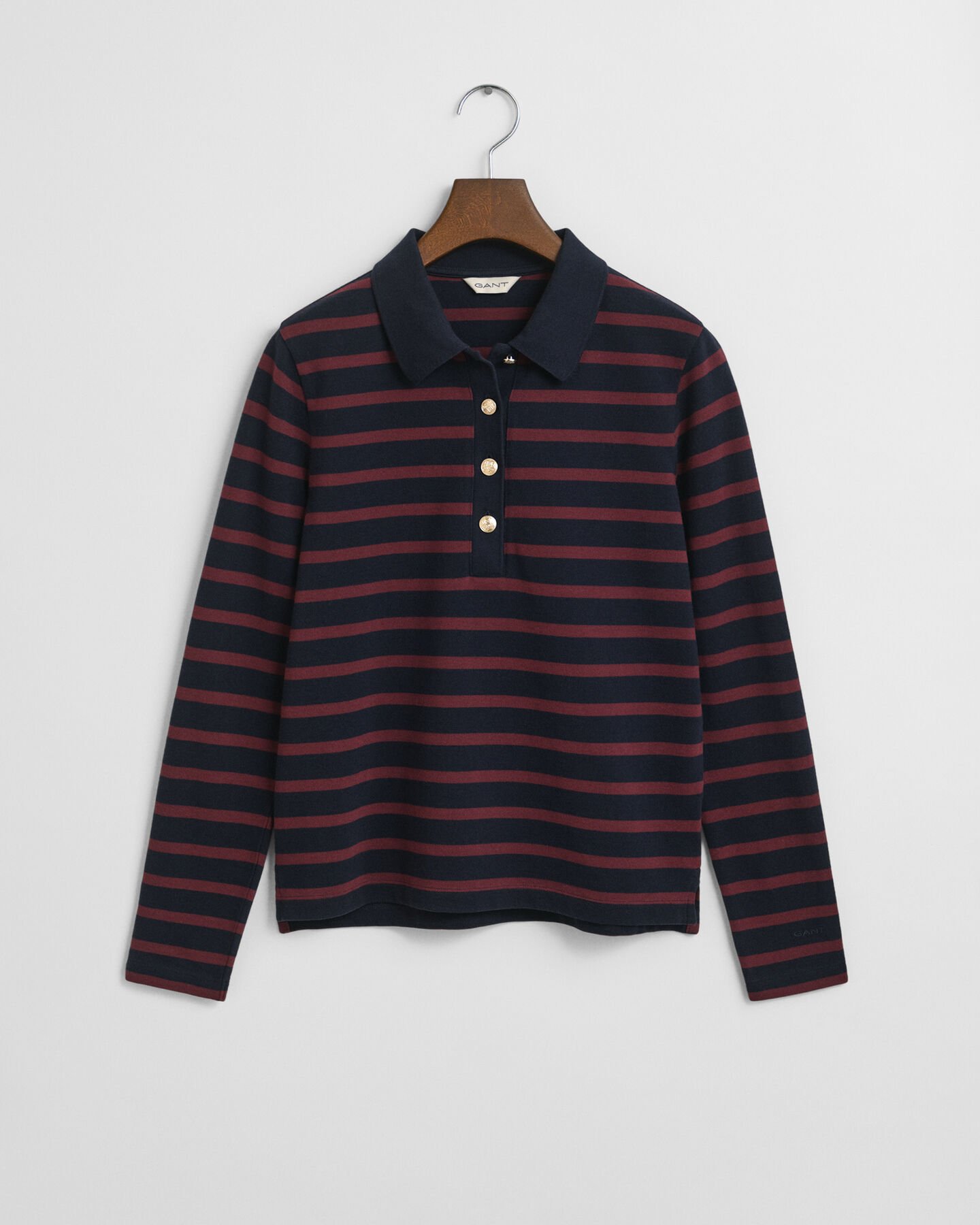 Polo en coton piqué à manches longues Breton Striped