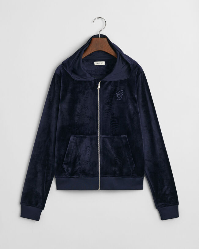 Sweat &agrave; capuche zipp&eacute; en velours Teen Girls